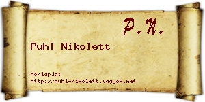 Puhl Nikolett névjegykártya